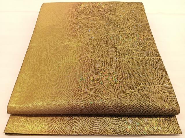 平和屋着物◎六通柄袋帯 箔散らし文様 金銀彩 引箔 正絹 逸品 BAAT5375hv
