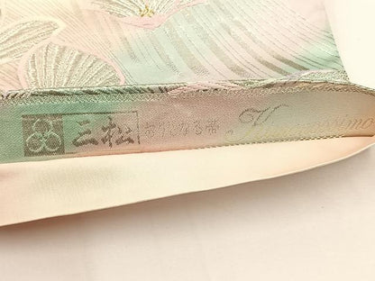 平和屋着物◎六通柄袋帯　流水花文　金銀糸　正絹　逸品　BAAT5404yt