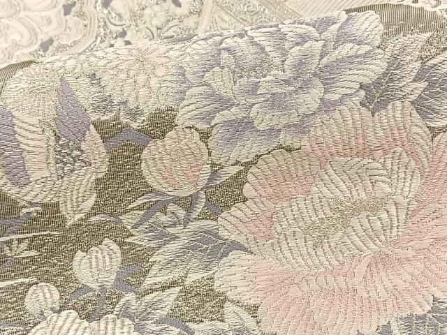 平和屋着物◎六通柄袋帯 唐織 花鳥文 銀糸 正絹 逸品 BAAT5412yt