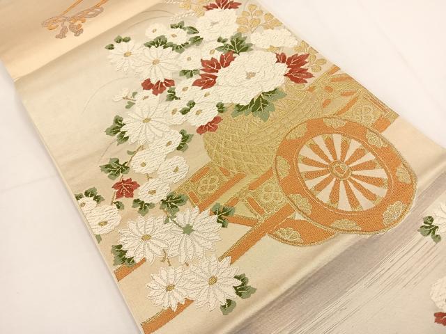 平和屋着物◎六通柄袋帯　唐織　花車文　金銀糸　正絹　逸品　BAAT5424yt