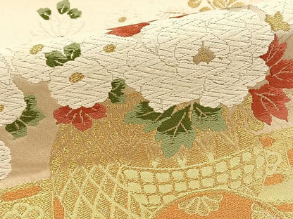 平和屋着物◎六通柄袋帯　唐織　花車文　金銀糸　正絹　逸品　BAAT5424yt