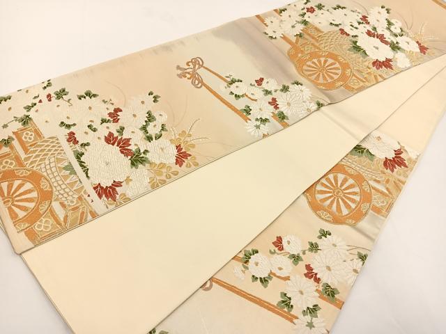 平和屋着物◎六通柄袋帯　唐織　花車文　金銀糸　正絹　逸品　BAAT5424yt