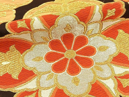 平和屋着物◎六通柄袋帯　唐織　正倉院花文　金銀糸　正絹　逸品　BAAT5425yt