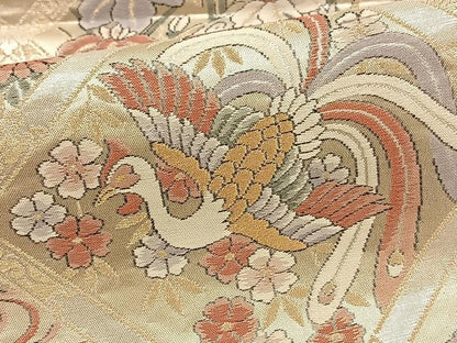 平和屋着物◎六通柄袋帯 名綴更紗金繍 花鳥文 正絹 逸品 BAAT5434yt