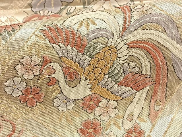 平和屋着物◎六通柄袋帯 名綴更紗金繍 花鳥文 正絹 逸品 BAAT5434yt