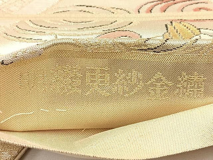 平和屋着物◎六通柄袋帯 名綴更紗金繍 花鳥文 正絹 逸品 BAAT5434yt