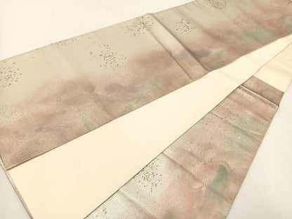 平和屋着物◎六通柄袋帯 霞文 引箔 正絹 逸品 BAAT5476yt
