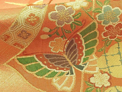 平和屋着物◎九百佐賀錦　六通柄袋帯　織匠宝文　金糸　正絹　逸品　BAAT5586yt