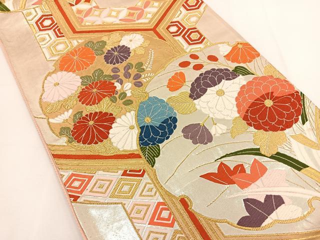 平和屋着物◎西陣 六通柄袋帯 唐織 雪輪花文 金銀糸 正絹 逸品 BAAT5587yt