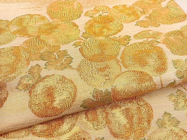 平和屋着物◎太鼓柄袋帯　万寿菊　金糸　正絹　逸品　BAAT5675xa