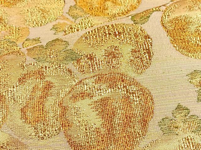 平和屋着物◎太鼓柄袋帯　万寿菊　金糸　正絹　逸品　BAAT5675xa