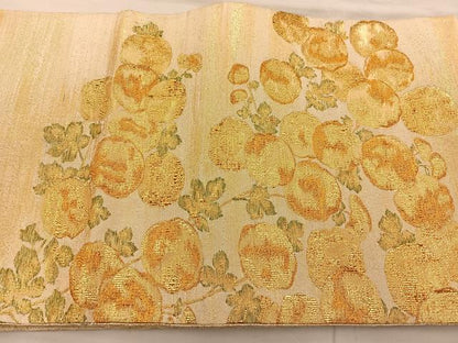平和屋着物◎太鼓柄袋帯　万寿菊　金糸　正絹　逸品　BAAT5675xa