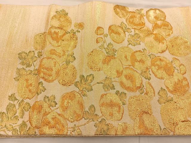 平和屋着物◎太鼓柄袋帯　万寿菊　金糸　正絹　逸品　BAAT5675xa