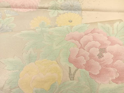 平和屋着物◎六通柄袋帯　花丸文　銀糸　正絹　逸品　BAAT5690xa
