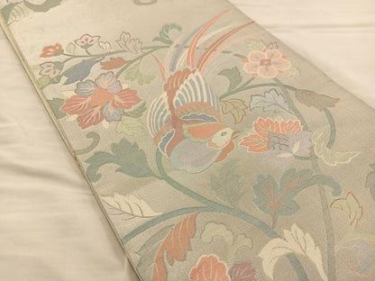 平和屋着物◎六通柄袋帯 更紗花鳥文 正絹 逸品 BAAT5692xa