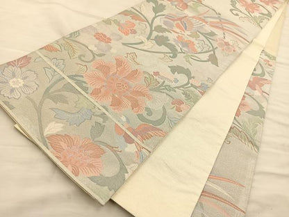 平和屋着物◎六通柄袋帯 更紗花鳥文 正絹 逸品 BAAT5692xa