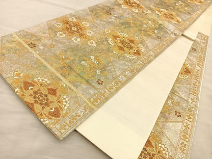 平和屋着物◎六通柄袋帯 花菱文 金糸 引箔 正絹 逸品 BAAT5698xa