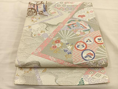 平和屋着物◎六通柄袋帯 唐織 錦絵裂取文 金銀糸 正絹 逸品 BAAT5700xa