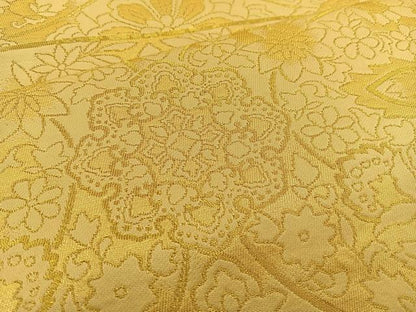 平和屋着物◎六通柄　本袋帯　更紗花文　金糸　正絹　逸品　BAAT5709xa