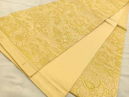 平和屋着物◎六通柄　本袋帯　更紗花文　金糸　正絹　逸品　BAAT5709xa