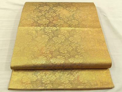 平和屋着物◎六通柄袋帯 更紗花文 引箔 正絹 逸品 BAAT5720xa