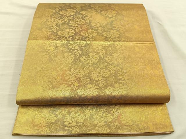 平和屋着物◎六通柄袋帯 更紗花文 引箔 正絹 逸品 BAAT5720xa