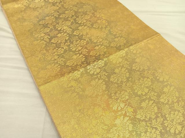 平和屋着物◎六通柄袋帯 更紗花文 引箔 正絹 逸品 BAAT5720xa