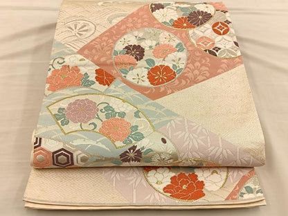 平和屋着物◎六通柄袋帯 唐織 花丸文 金銀糸 正絹 逸品 BAAT5737xa