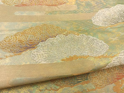 平和屋着物◎六通柄袋帯　寿松雲霞文　金銀糸　引箔　正絹　逸品　BAAT5774xa