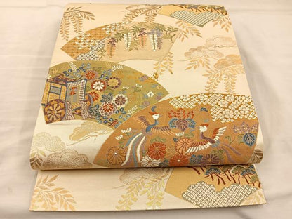 平和屋着物◎六通柄袋帯 唐織 鳳凰扇慶長小袖 金糸 正絹 逸品 BAAT5775xa