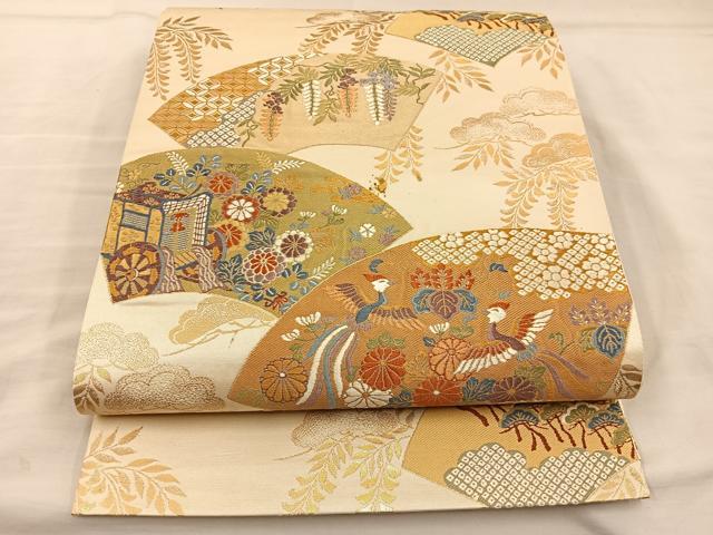 平和屋着物◎六通柄袋帯 唐織 鳳凰扇慶長小袖 金糸 正絹 逸品 BAAT5775xa