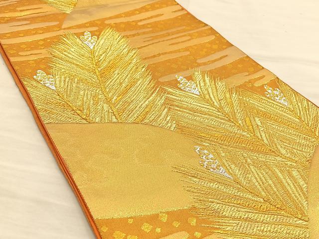 平和屋着物◎六通柄袋帯 松葉 金銀糸 正絹 逸品 BAAT5806xa