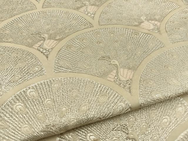 平和屋着物◎六通柄袋帯 唐織 孔雀 銀糸 正絹 逸品 BAAT5808xa