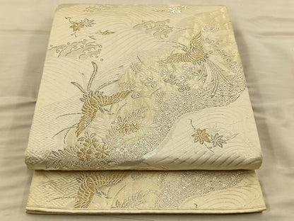 平和屋着物◎美保姿 六通柄袋帯 道長花鳥文 金銀糸 正絹 逸品 BAAT5827xa