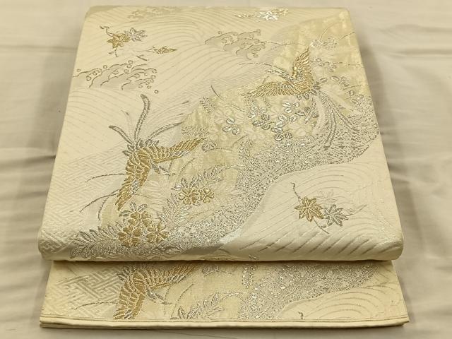 平和屋着物◎美保姿 六通柄袋帯 道長花鳥文 金銀糸 正絹 逸品 BAAT5827xa