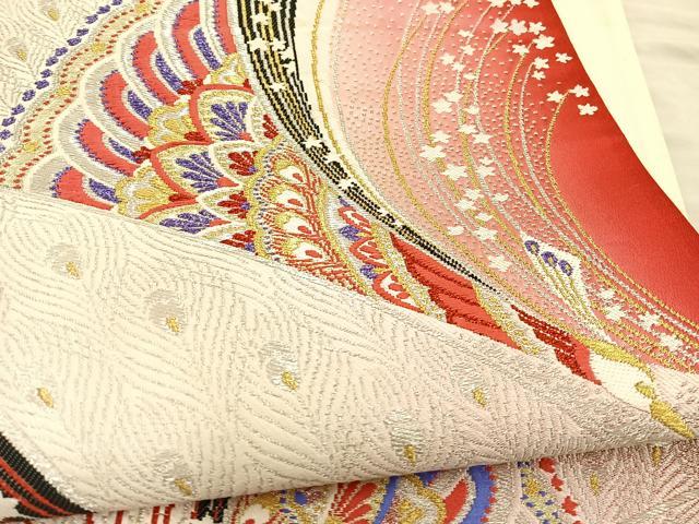 平和屋着物◎西陣　六通柄袋帯　唐織　孔雀文　金銀糸　正絹　逸品　BAAT5829fc
