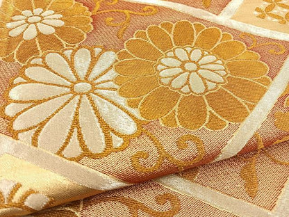平和屋着物◎六通柄袋帯　檜垣花文　金銀糸　正絹　逸品　BAAT5847xa