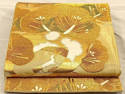 平和屋着物◎六通柄袋帯　枝松文　金糸　正絹　逸品　BAAT5848xa
