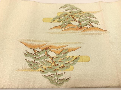 平和屋着物◎太鼓柄袋帯 唐織 雲重ね飛鶴花文 金銀糸 正絹 逸品 BAAT5921yc