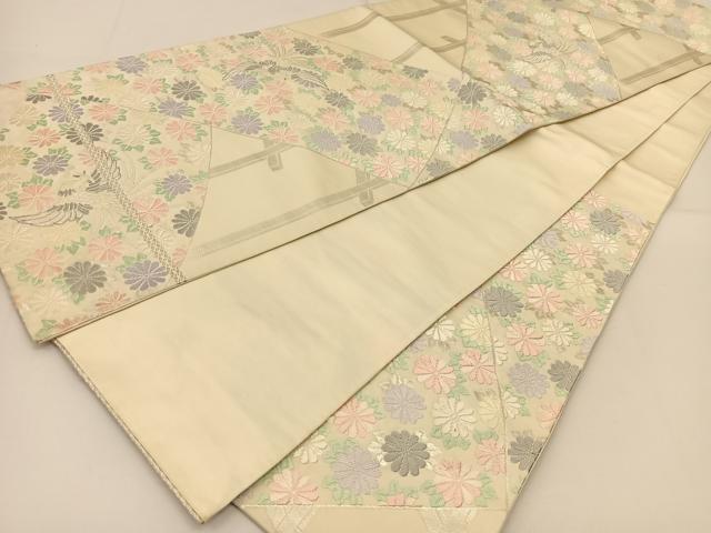 平和屋着物◎六通柄袋帯　唐織　鳳凰花文　銀糸　正絹　逸品　BAAT5973yc