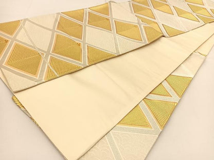 平和屋着物◎西陣 六通柄袋帯 青海波松菱文 金銀糸 正絹 逸品 BAAT5983yc