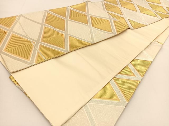 平和屋着物◎西陣 六通柄袋帯 青海波松菱文 金銀糸 正絹 逸品 BAAT5983yc