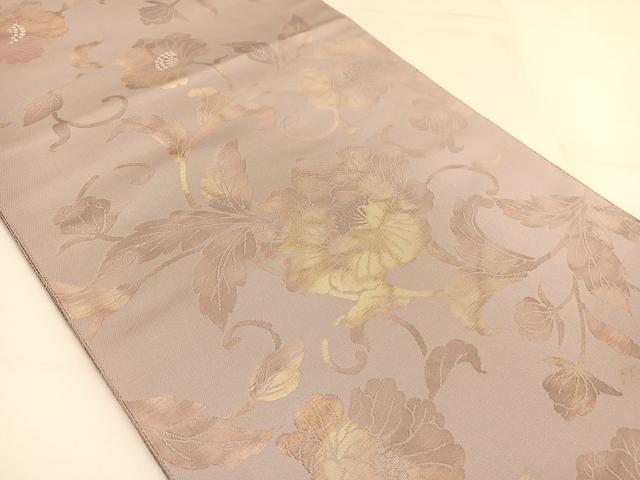 平和屋着物◎六通柄袋帯 牡丹唐草文 金糸 正絹 逸品 BAAT5992yc