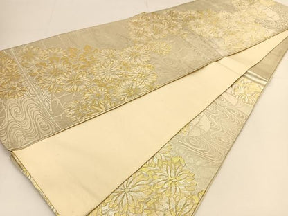 平和屋着物◎六通柄袋帯　菊水文　金銀糸　正絹　逸品　BAAT5993yc