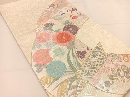 平和屋着物◎太鼓柄袋帯　唐織　鳳凰花文　金銀糸　正絹　逸品　BAAT6000yc
