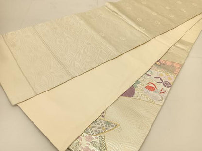 平和屋着物◎太鼓柄袋帯　唐織　鳳凰花文　金銀糸　正絹　逸品　BAAT6000yc