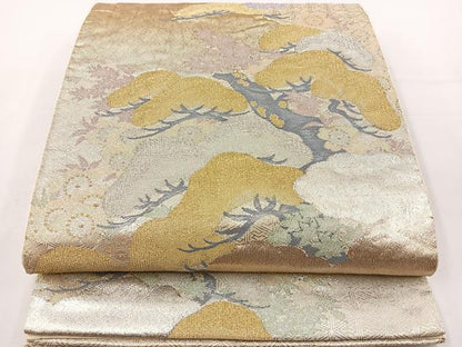 平和屋着物◎六通柄袋帯 松 金銀糸 正絹 逸品 BAAT6016ea