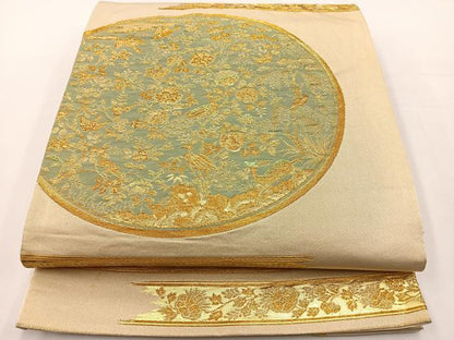 平和屋着物◎六通柄袋帯 花鳥丸文 金糸 正絹 逸品 BAAT6023ea
