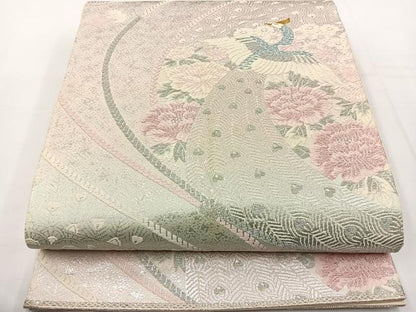 平和屋着物◎六通柄袋帯 唐織 花鳥遊生文 金銀糸 正絹 逸品 BAAT6028ea