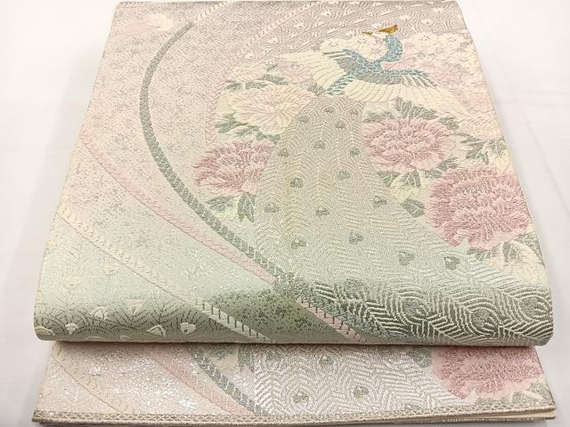 平和屋着物◎六通柄袋帯 唐織 花鳥遊生文 金銀糸 正絹 逸品 BAAT6028ea